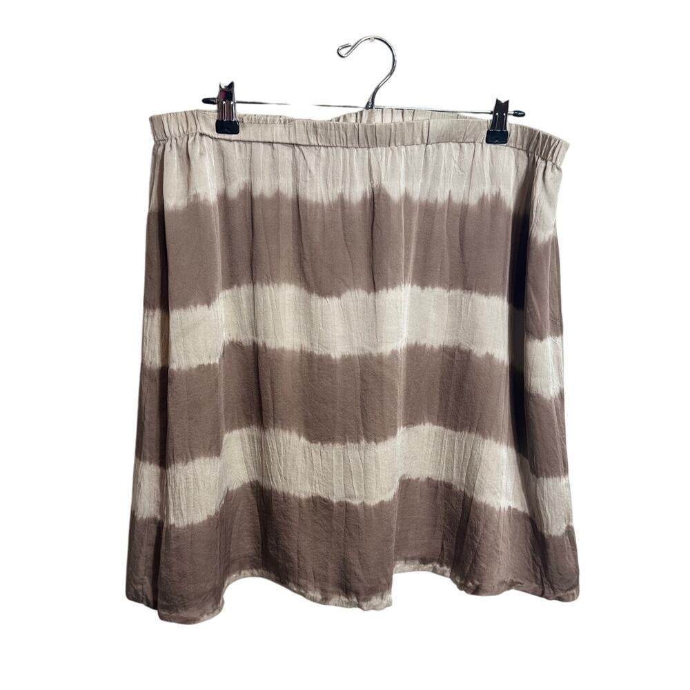 EIleen Fisher Shibori silk skirt Taupe Mocha A line pull on fully lined XL